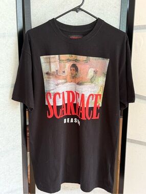 Scarface Reason Graphic T Shirt Tony Montana Bath Scene Black L 100% Cotton